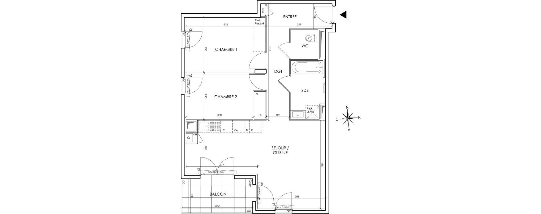 Appartement T3 de 67,35 m2 &agrave; Gleiz&eacute; Centre