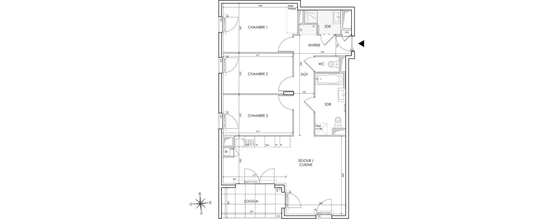 Appartement T4 de 81,11 m2 &agrave; Gleiz&eacute; Centre