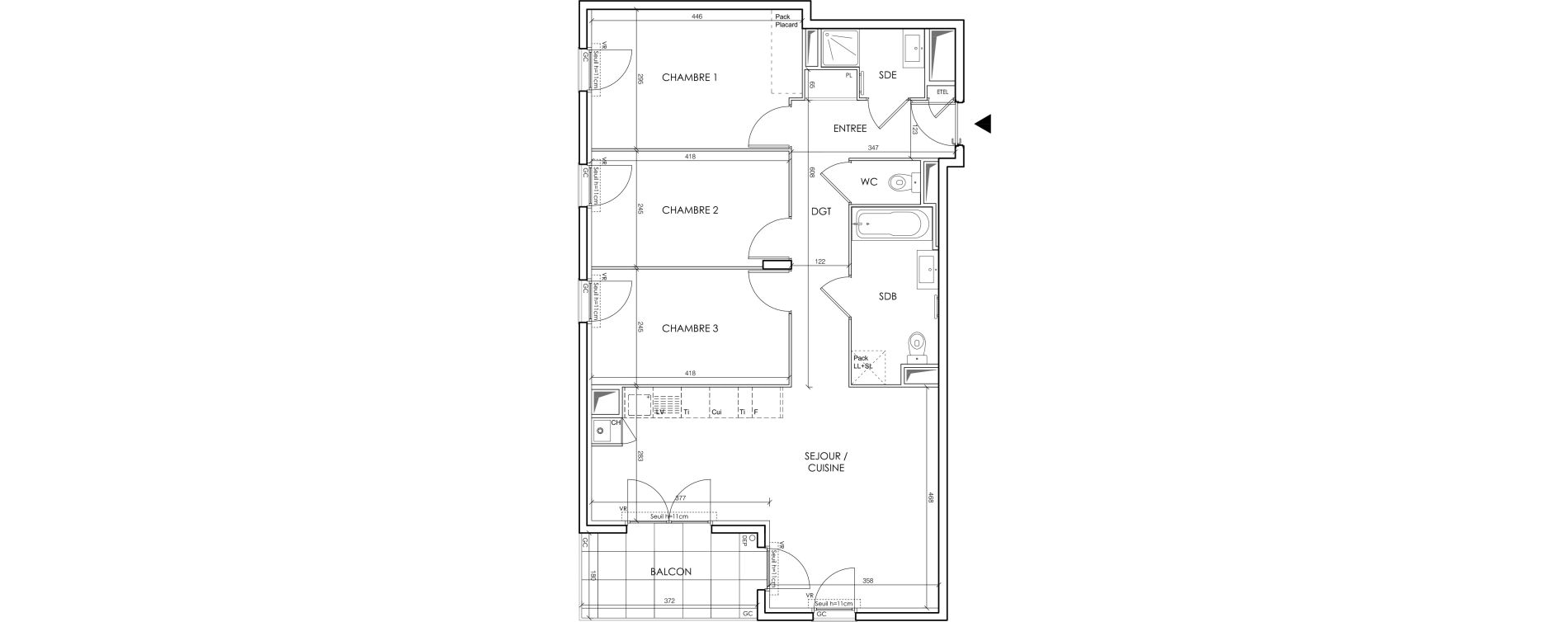 Appartement T4 de 81,59 m2 &agrave; Gleiz&eacute; Centre