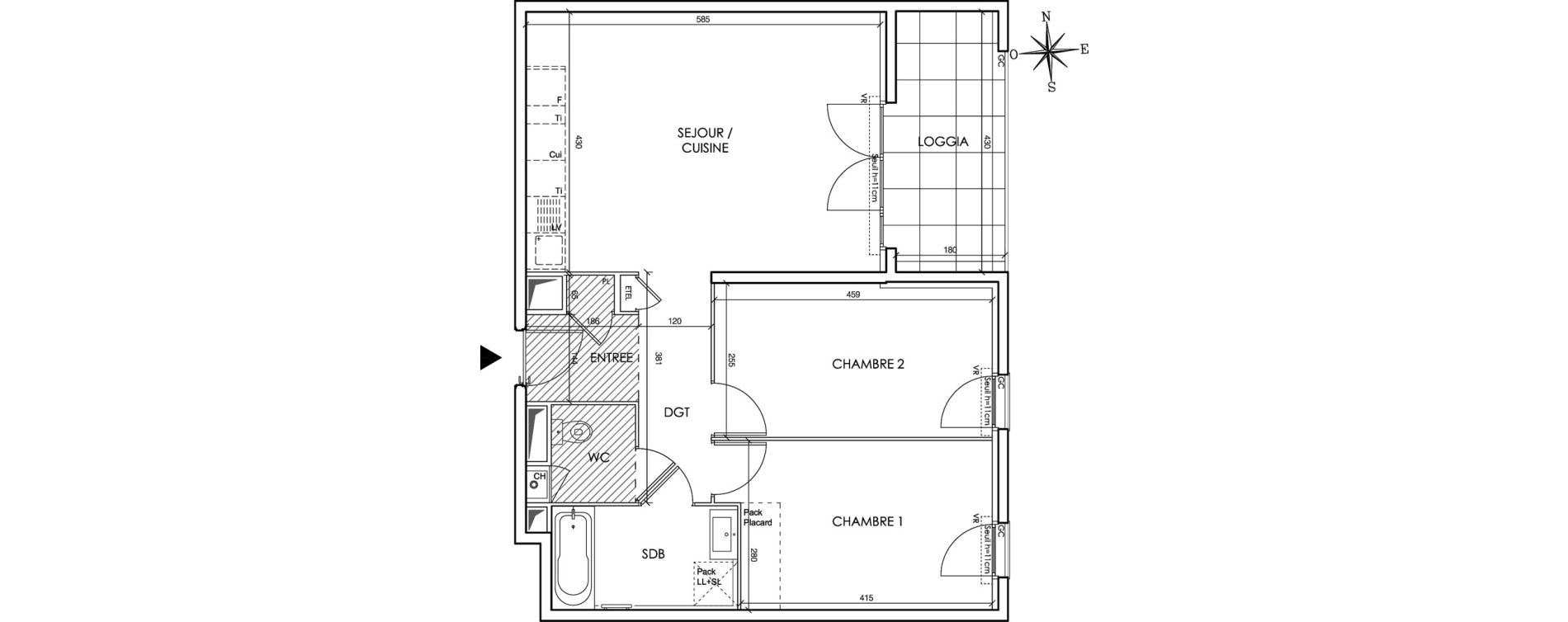 Appartement T3 de 64,28 m2 &agrave; Gleiz&eacute; Centre