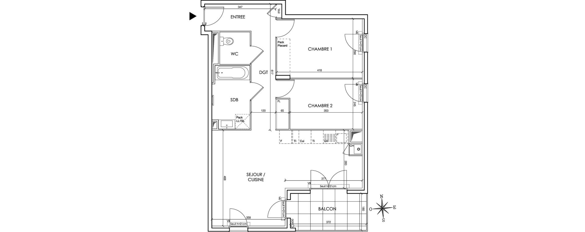 Appartement T3 de 67,43 m2 &agrave; Gleiz&eacute; Centre