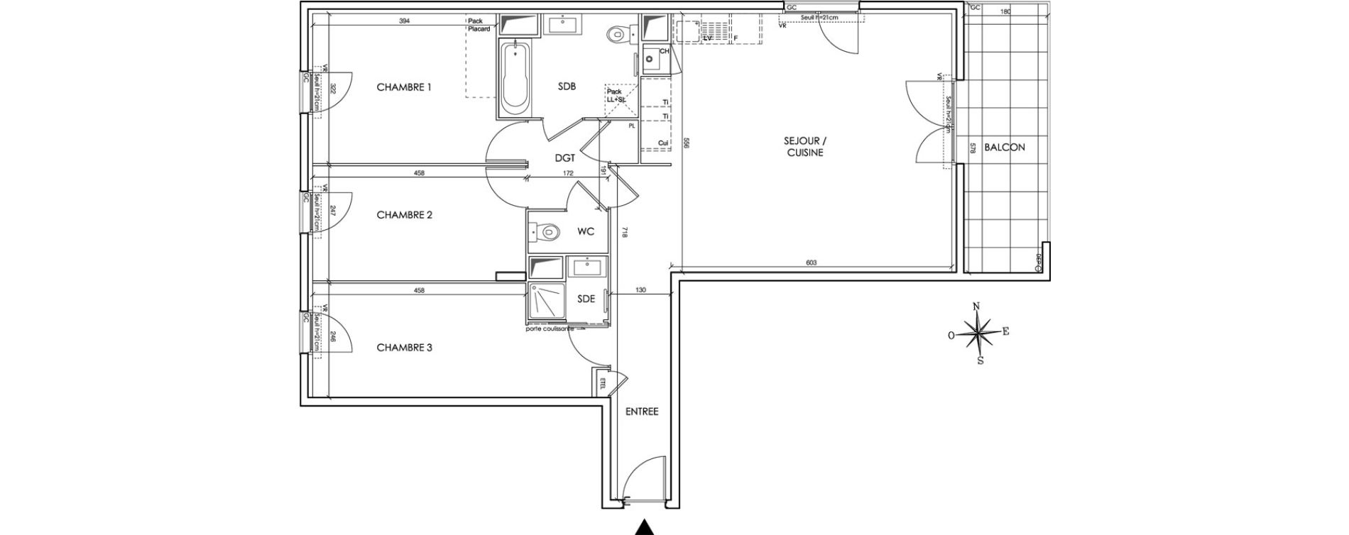 Appartement T4 de 96,39 m2 &agrave; Gleiz&eacute; Centre