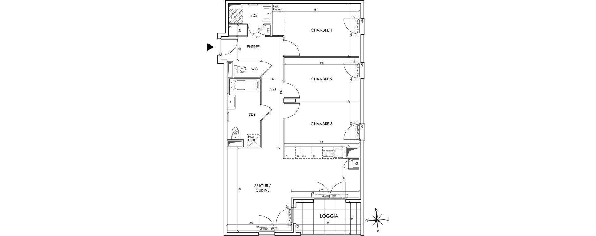 Appartement T4 de 82,72 m2 &agrave; Gleiz&eacute; Centre