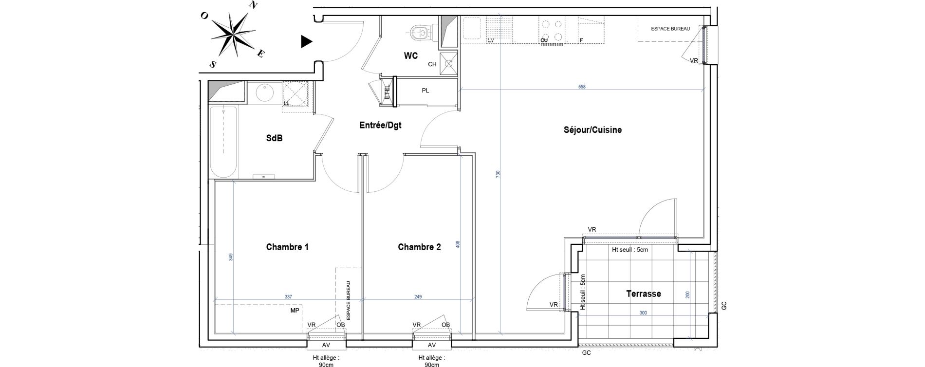 Appartement T3 de 69,30 m2 &agrave; Gleiz&eacute; Ouilly - les rousses - cherviges