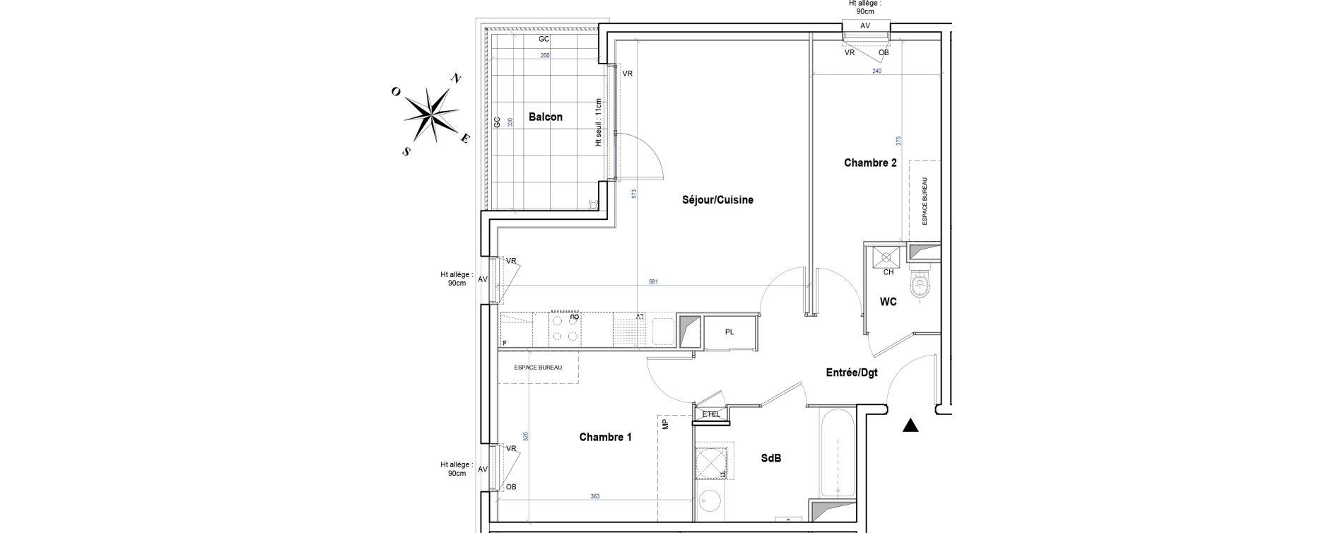 Appartement T3 de 60,87 m2 &agrave; Gleiz&eacute; Ouilly - les rousses - cherviges