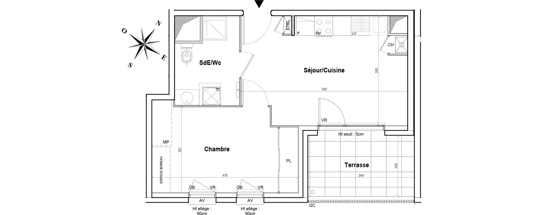 Appartement T2 de 36,85 m2 &agrave; Gleiz&eacute; Ouilly - les rousses - cherviges