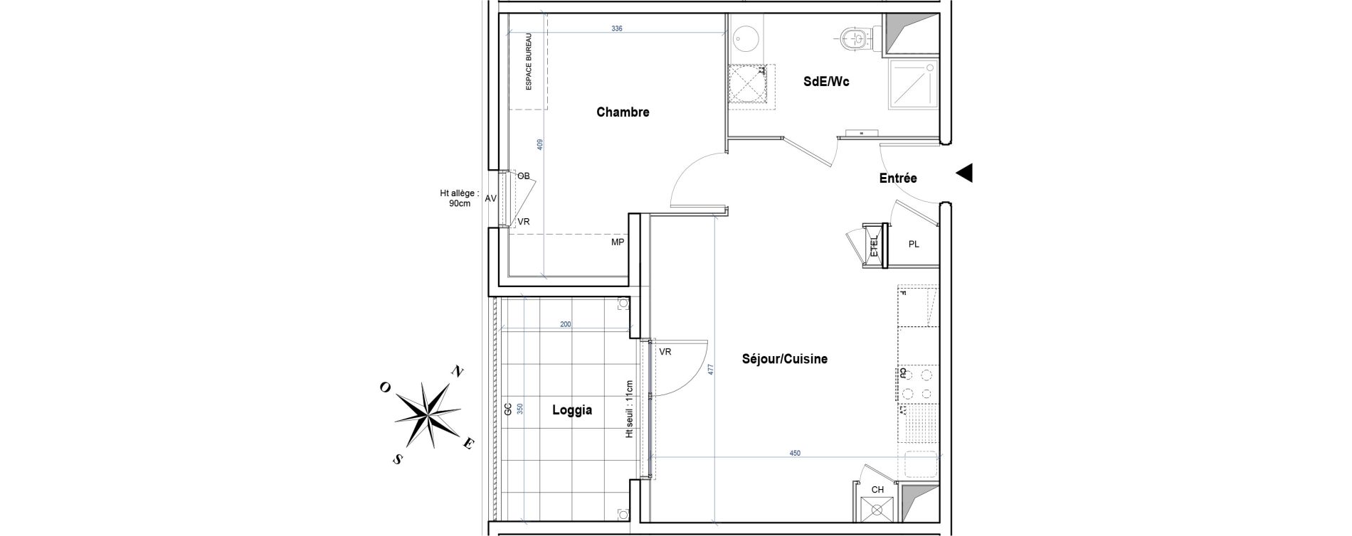 Appartement T2 de 42,79 m2 &agrave; Gleiz&eacute; Ouilly - les rousses - cherviges
