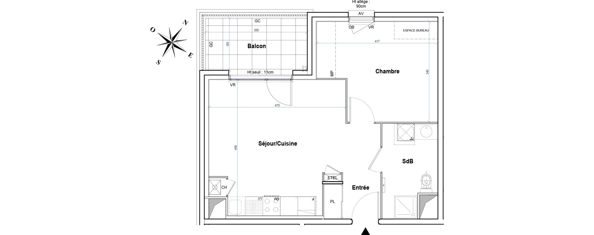 Appartement T2 de 43,98 m2 &agrave; Gleiz&eacute; Ouilly - les rousses - cherviges