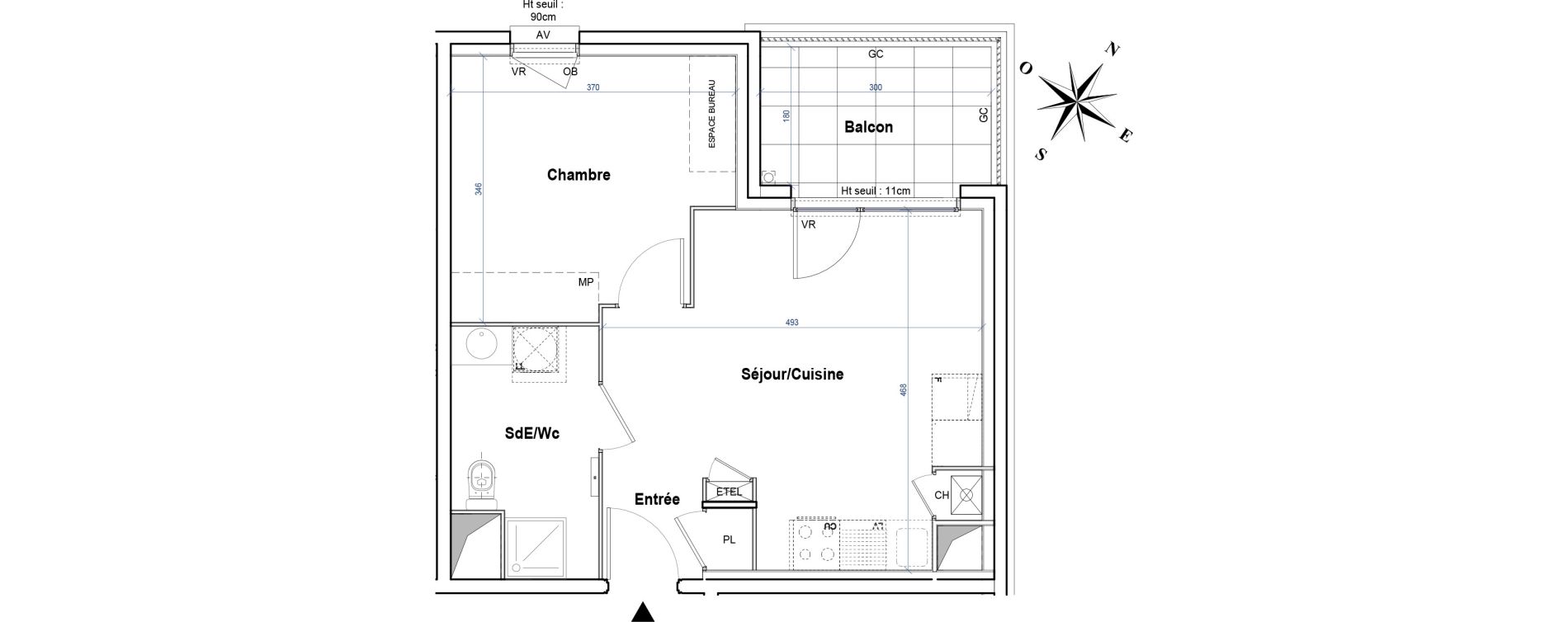 Appartement T2 de 38,45 m2 &agrave; Gleiz&eacute; Ouilly - les rousses - cherviges
