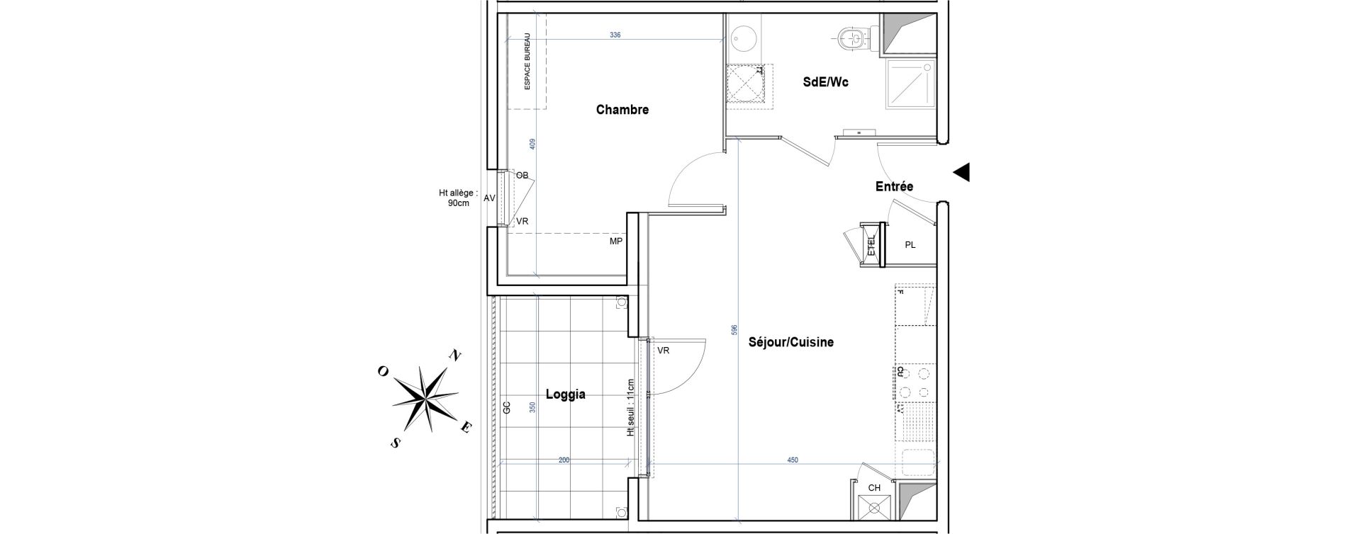 Appartement T2 de 42,79 m2 &agrave; Gleiz&eacute; Ouilly - les rousses - cherviges