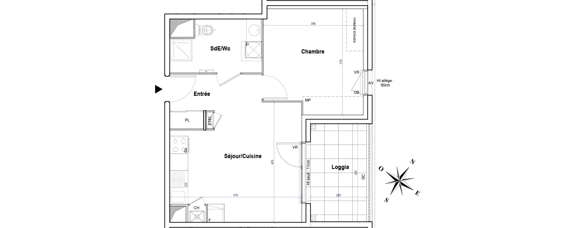 Appartement T2 de 41,26 m2 &agrave; Gleiz&eacute; Ouilly - les rousses - cherviges