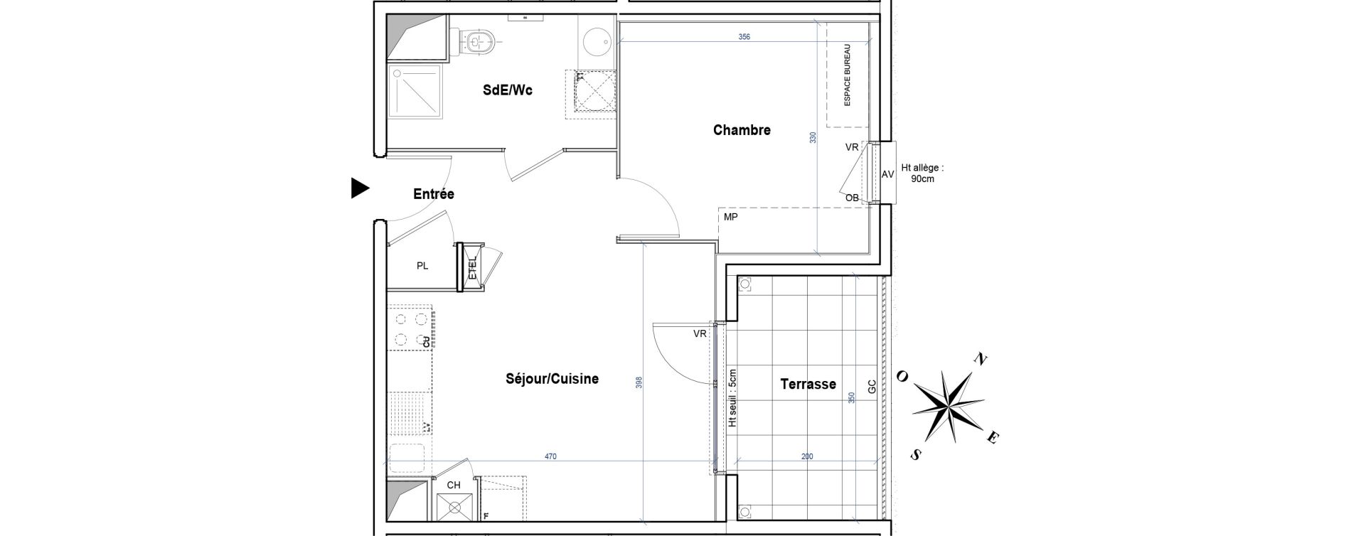 Appartement T2 de 39,60 m2 &agrave; Gleiz&eacute; Ouilly - les rousses - cherviges