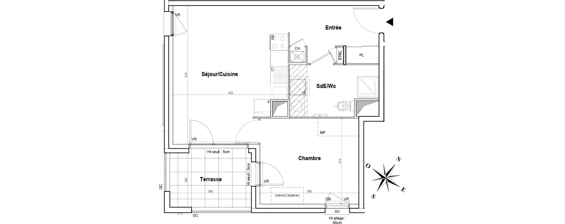 Appartement T2 de 44,13 m2 &agrave; Gleiz&eacute; Ouilly - les rousses - cherviges