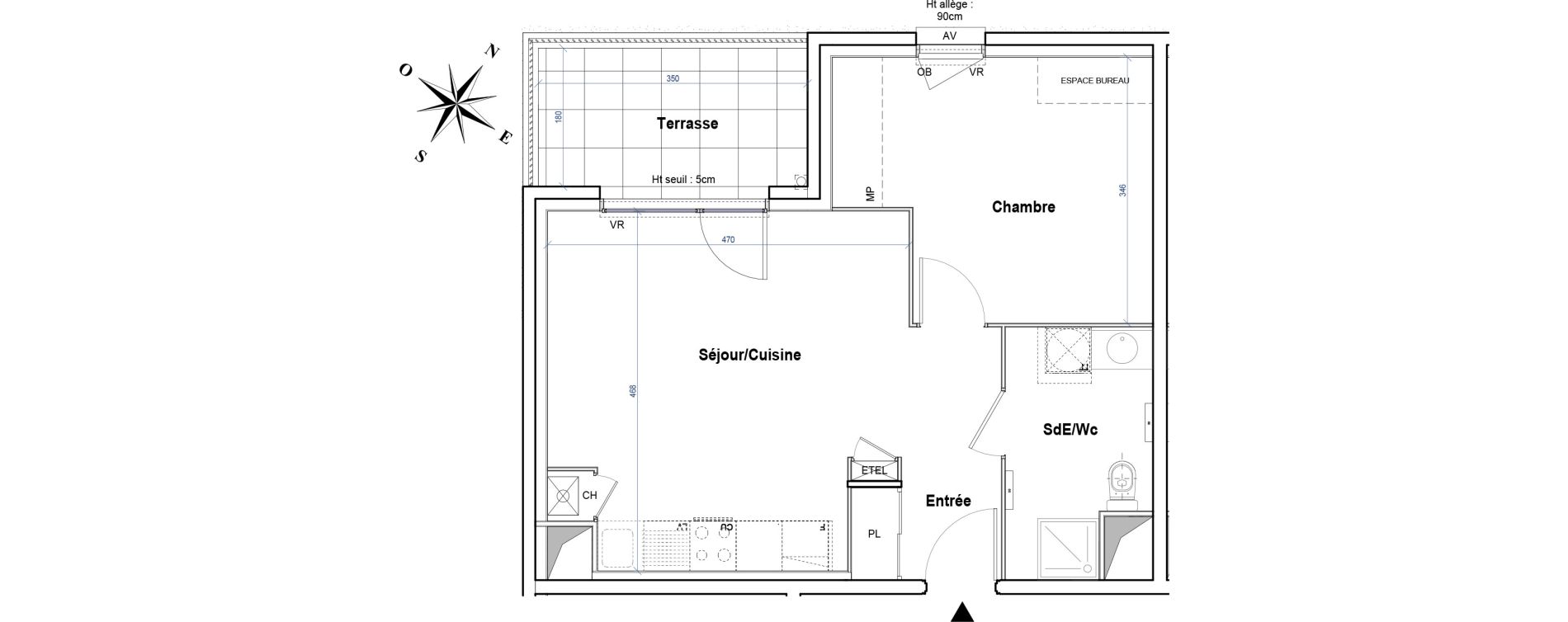 Appartement T2 de 43,98 m2 &agrave; Gleiz&eacute; Ouilly - les rousses - cherviges