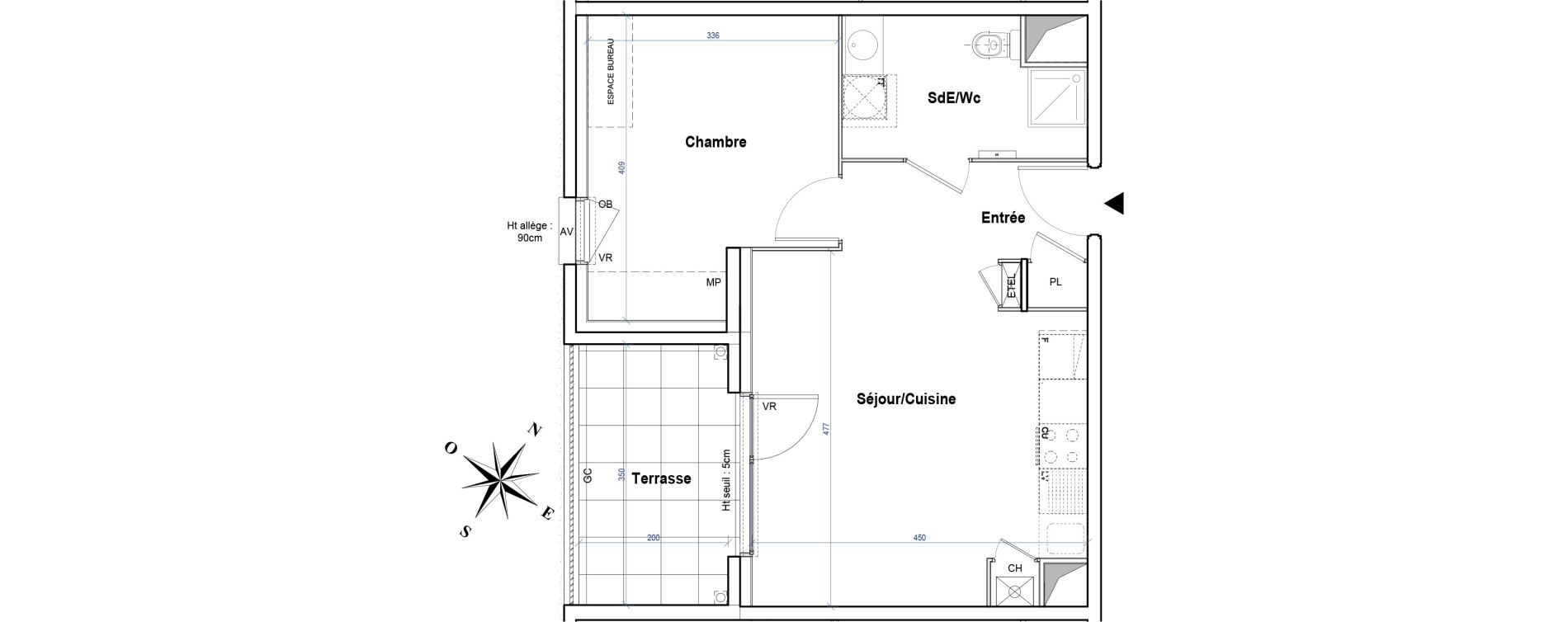 Appartement T2 de 42,79 m2 &agrave; Gleiz&eacute; Ouilly - les rousses - cherviges