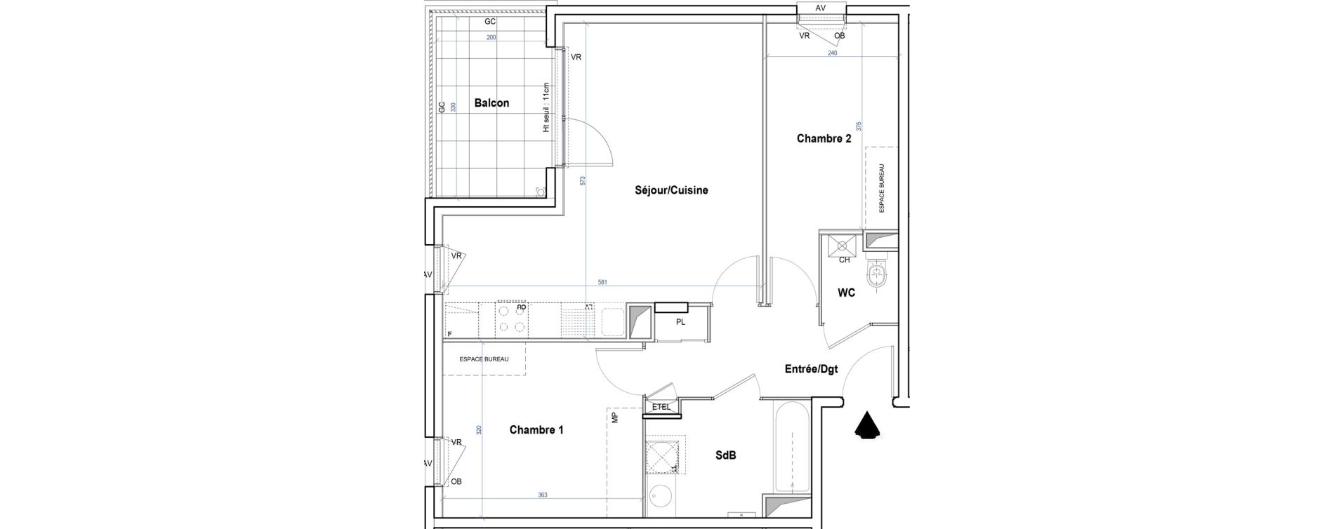 Appartement T3 de 60,87 m2 &agrave; Gleiz&eacute; Ouilly - les rousses - cherviges
