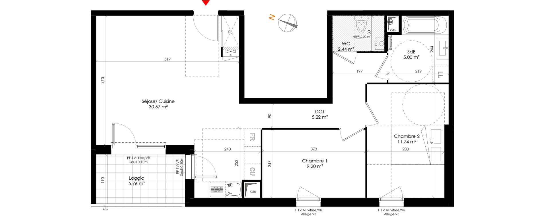 Appartement T3 de 64,17 m2 &agrave; Grigny Les arboras