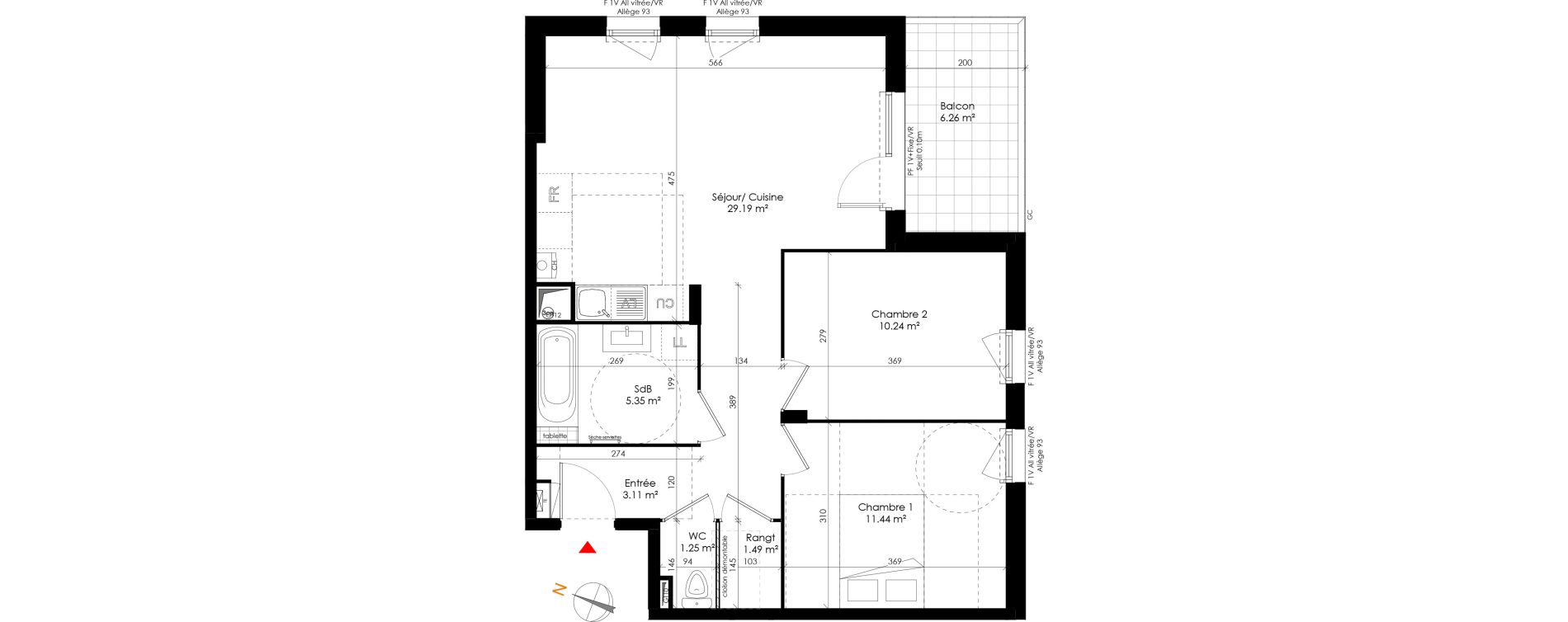 Appartement T3 de 62,07 m2 &agrave; Grigny Les arboras