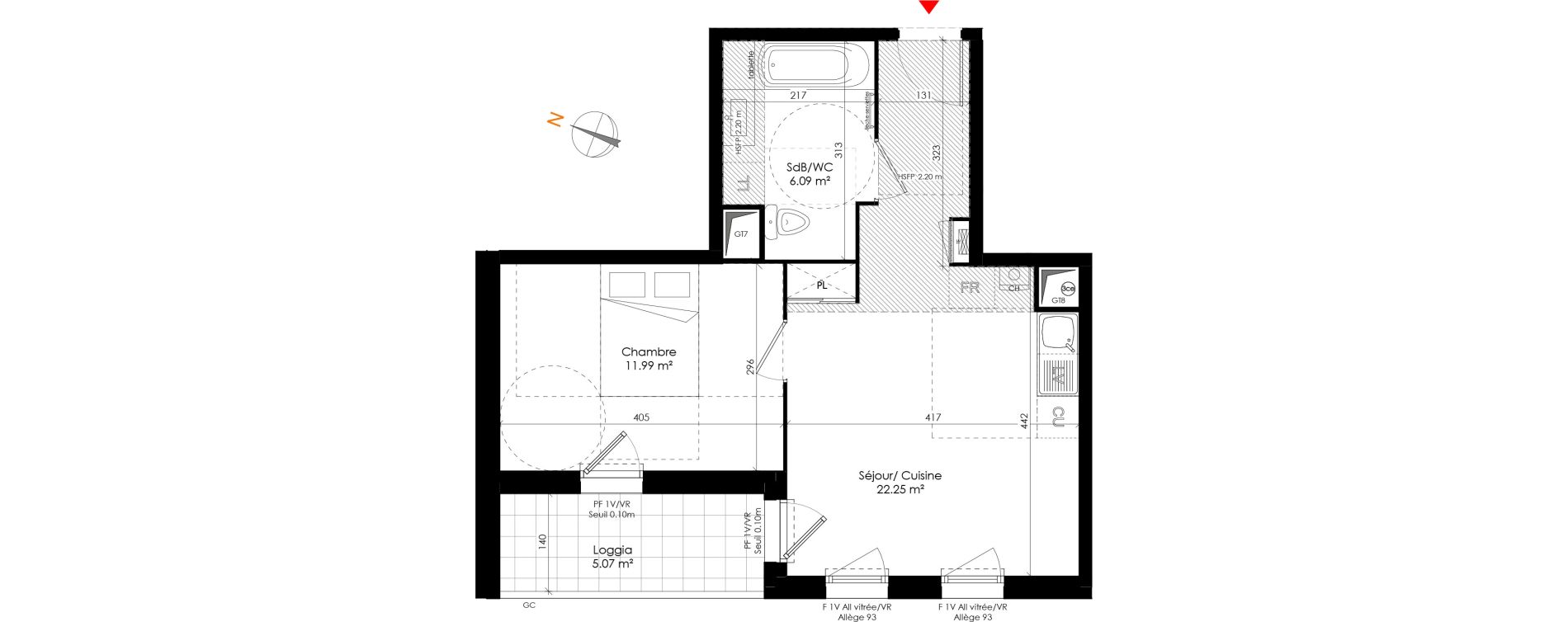 Appartement T2 de 40,33 m2 &agrave; Grigny Les arboras