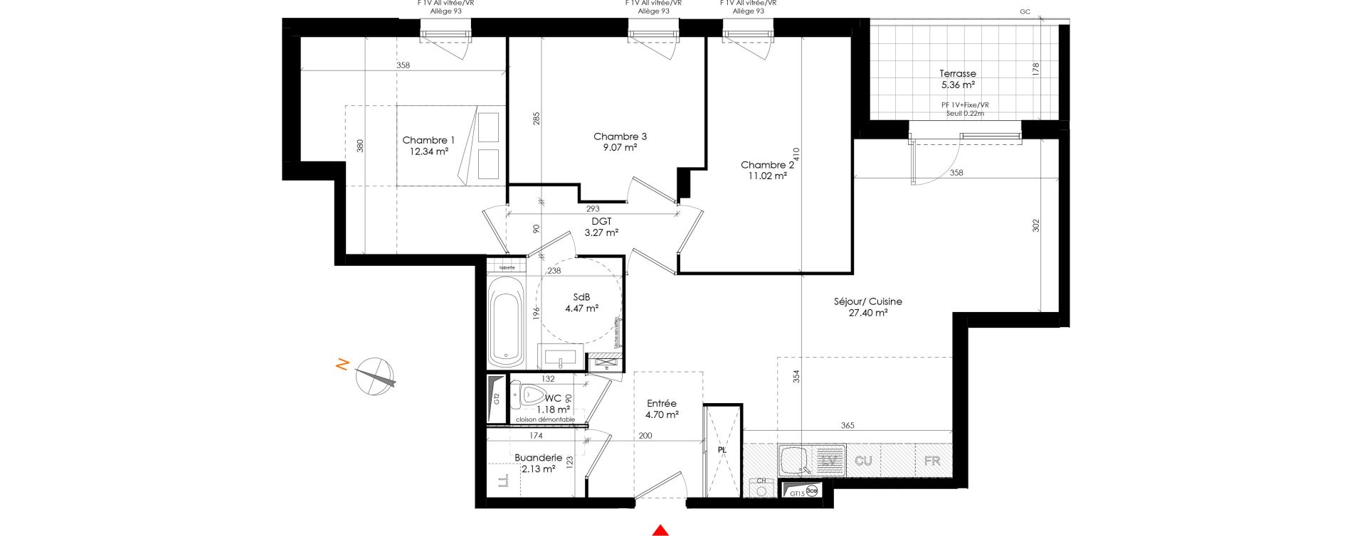 Appartement T4 de 75,57 m2 &agrave; Grigny Les arboras