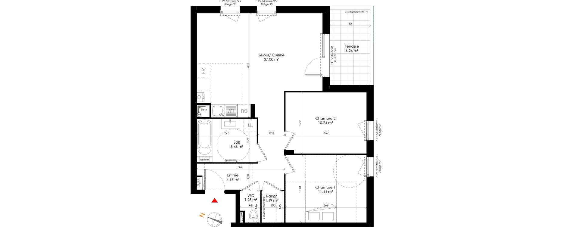 Appartement T3 de 61,52 m2 &agrave; Grigny Les arboras