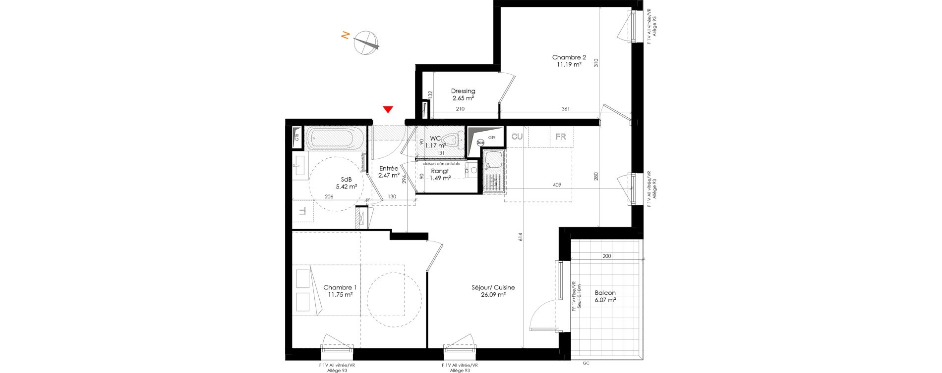 Appartement T3 de 62,25 m2 &agrave; Grigny Les arboras