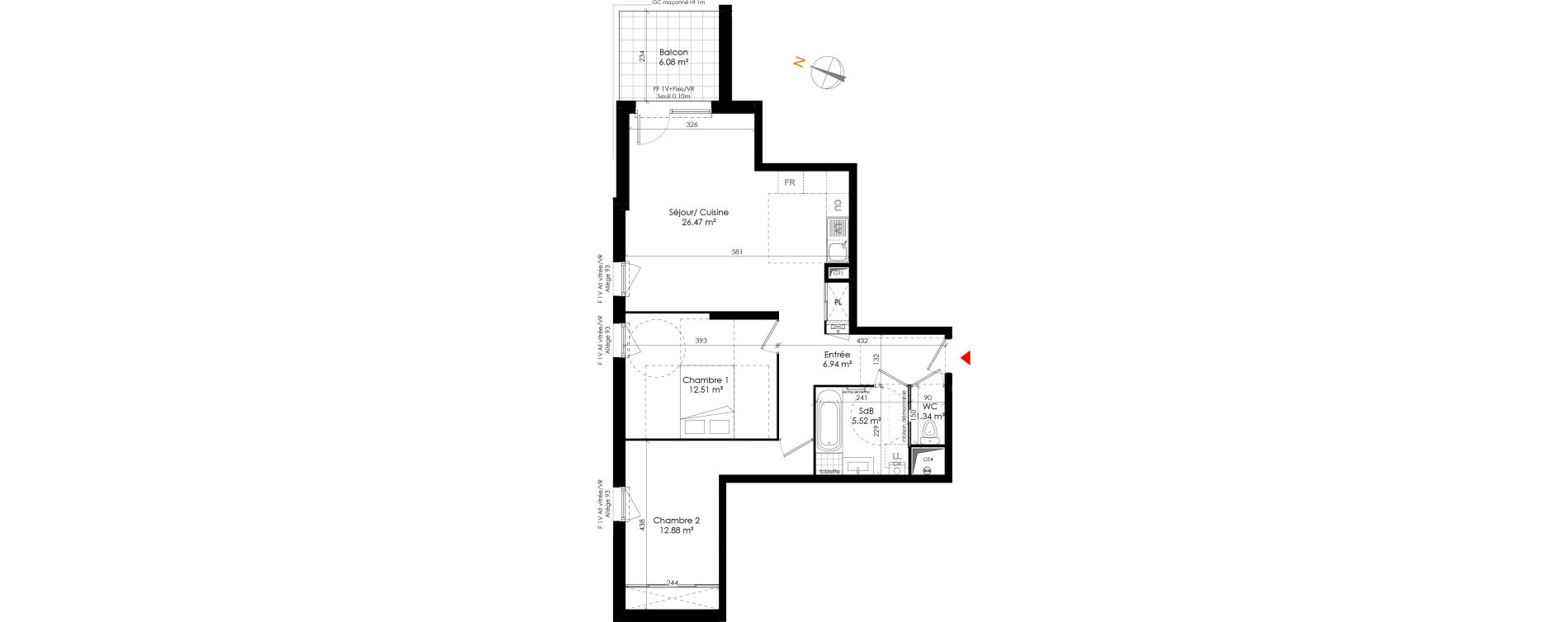 Appartement T3 de 65,67 m2 &agrave; Grigny Les arboras