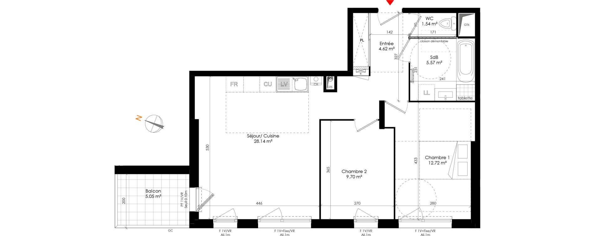 Appartement T3 de 62,28 m2 &agrave; Grigny Les arboras