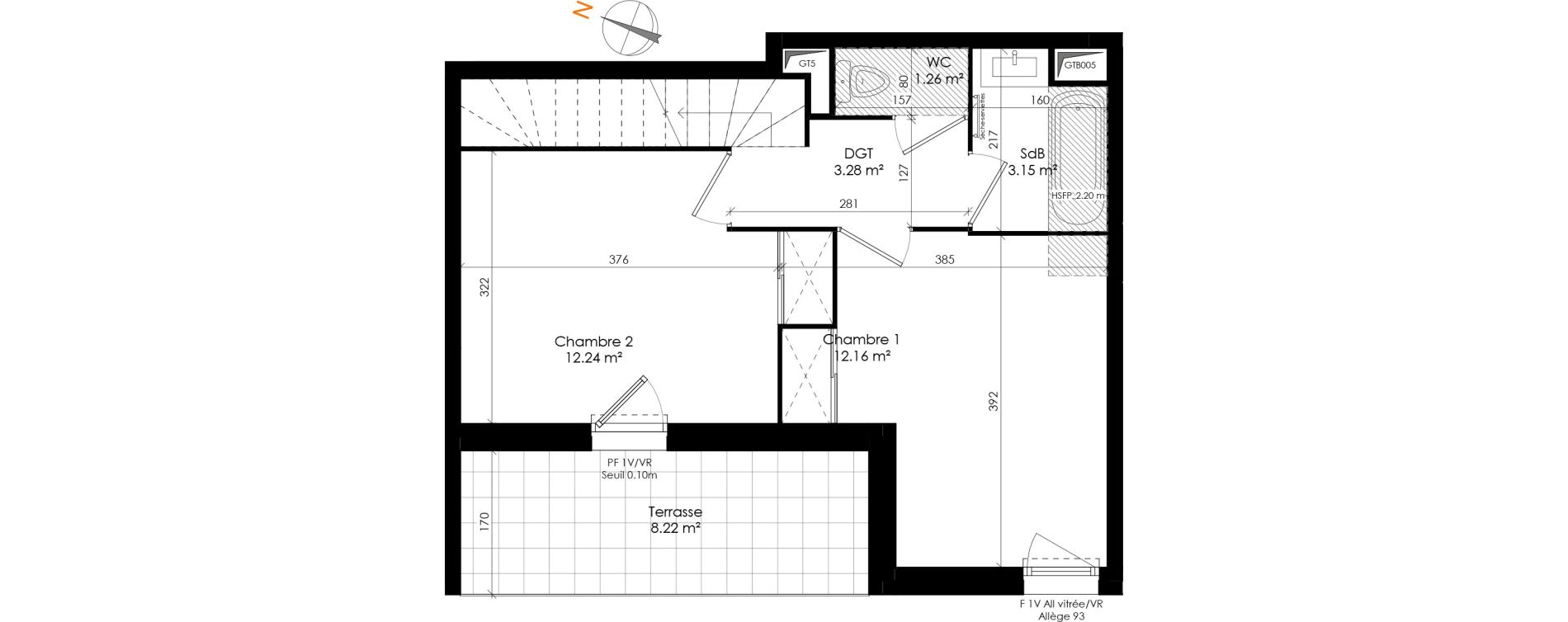 Duplex T3 de 73,27 m2 &agrave; Grigny Les arboras