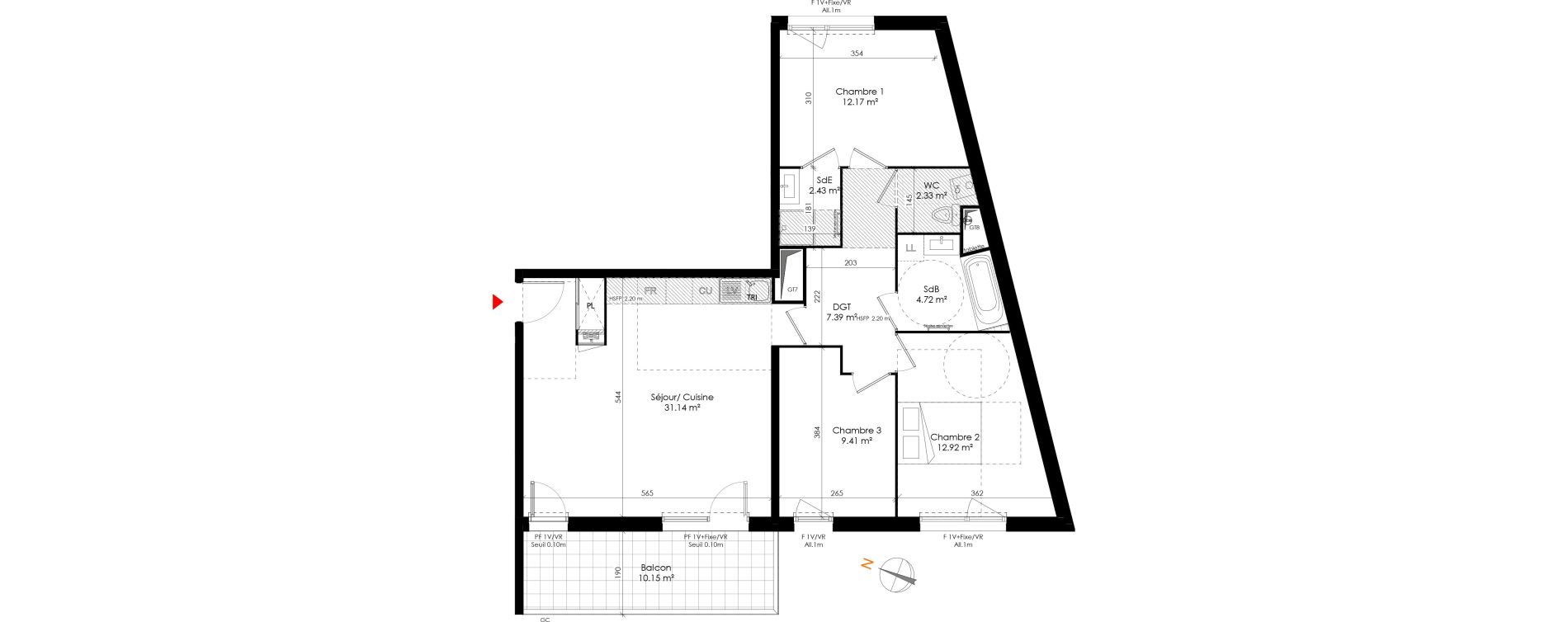 Appartement T4 de 82,50 m2 &agrave; Grigny Les arboras
