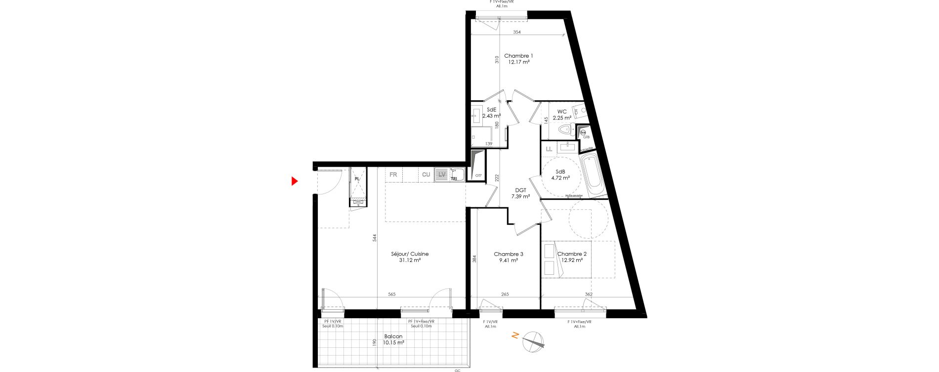 Appartement T4 de 82,41 m2 &agrave; Grigny Les arboras