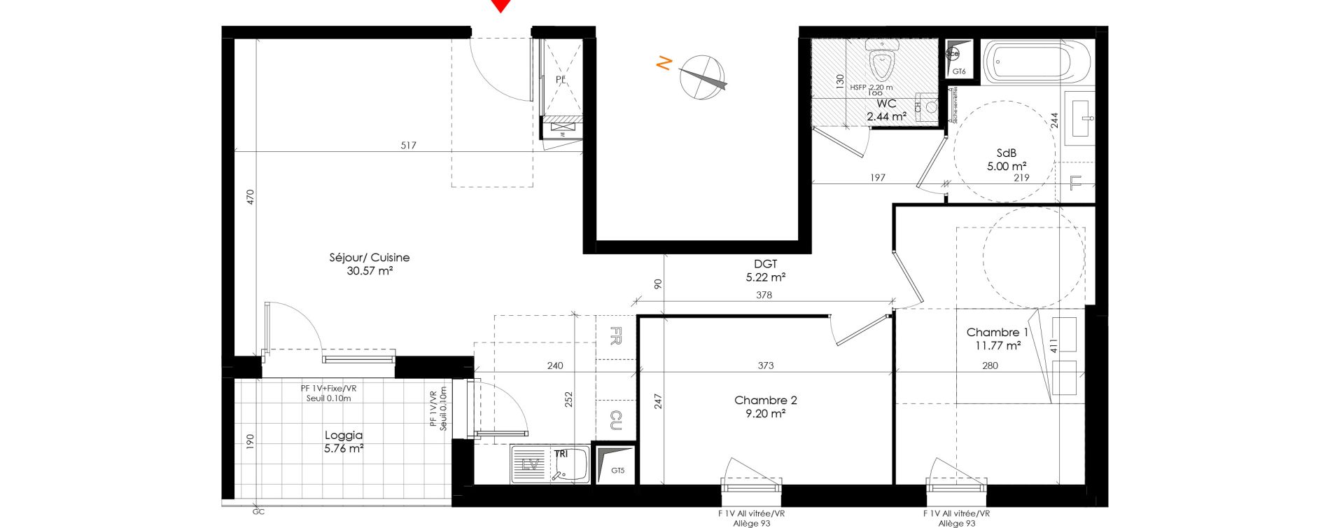 Appartement T3 de 64,19 m2 &agrave; Grigny Les arboras