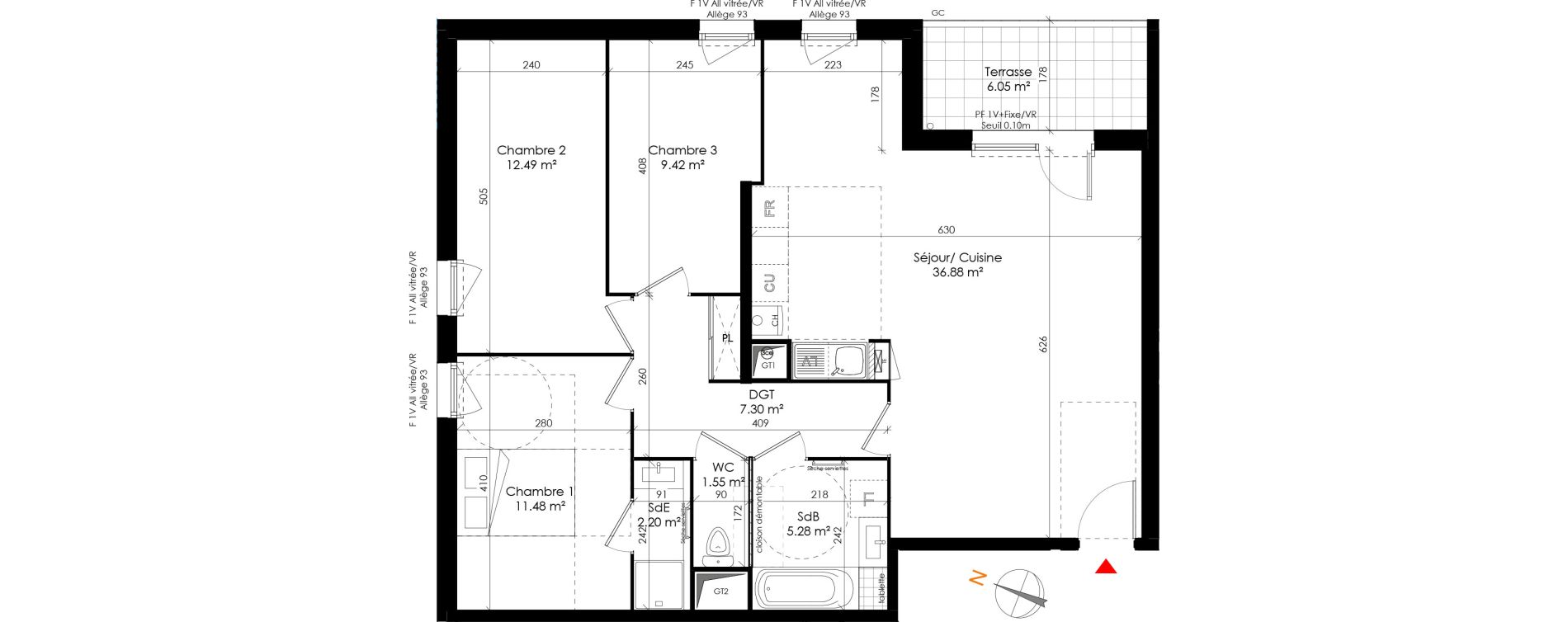 Appartement T4 de 86,60 m2 &agrave; Grigny Les arboras