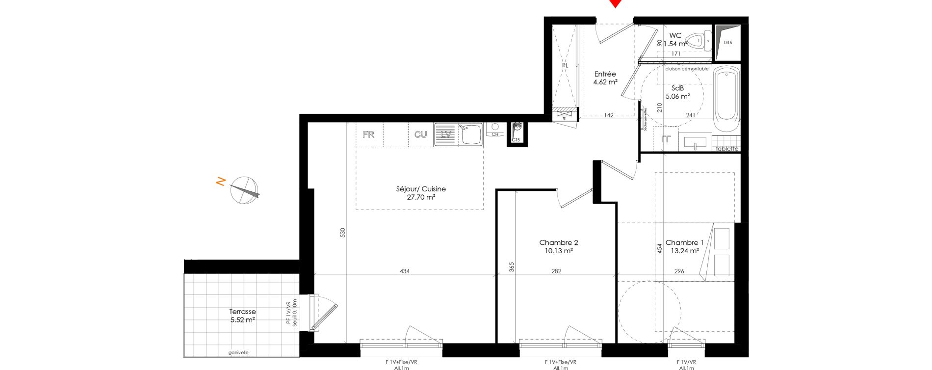 Appartement T3 de 62,28 m2 à Grigny Les arboras