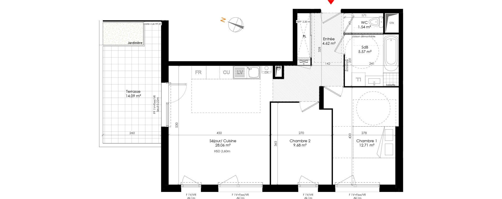 Appartement T3 de 62,18 m2 &agrave; Grigny Les arboras
