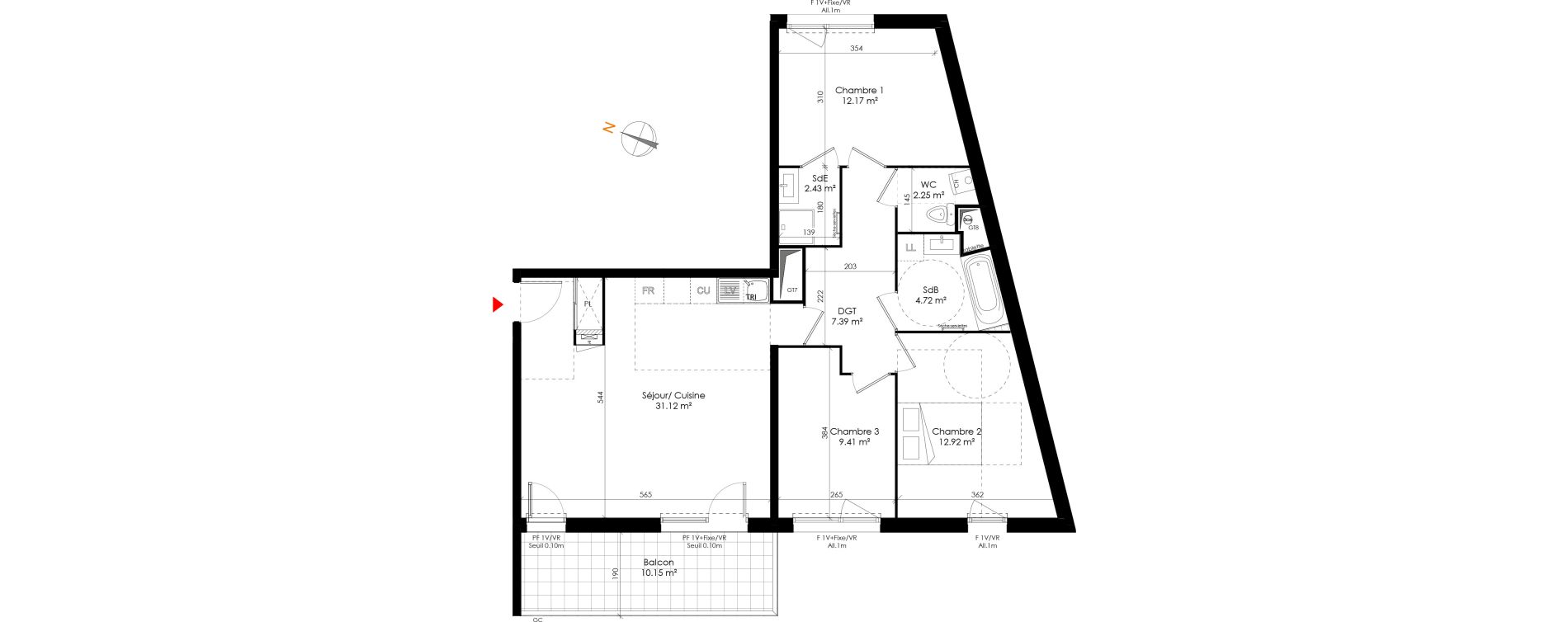 Appartement T4 de 82,41 m2 &agrave; Grigny Les arboras