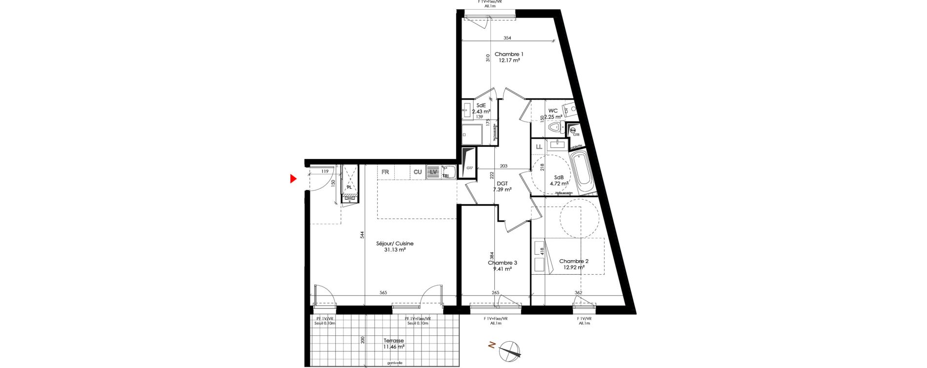 Appartement T4 de 82,42 m2 &agrave; Grigny Les arboras