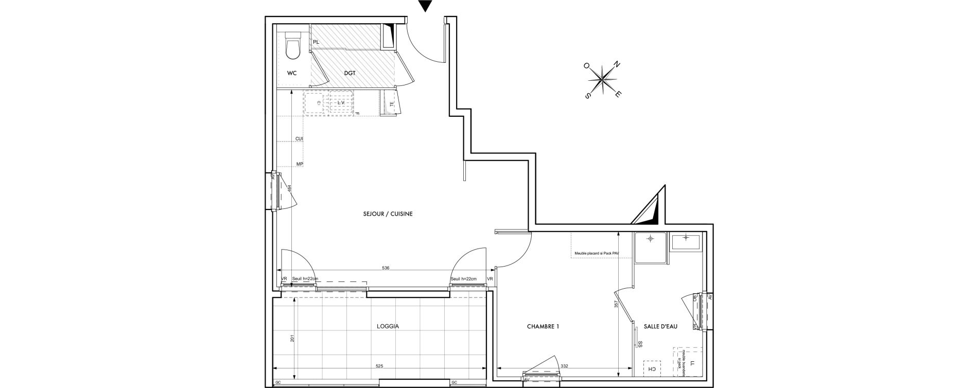 Appartement T2 de 49,80 m2 &agrave; Grigny Centre ville