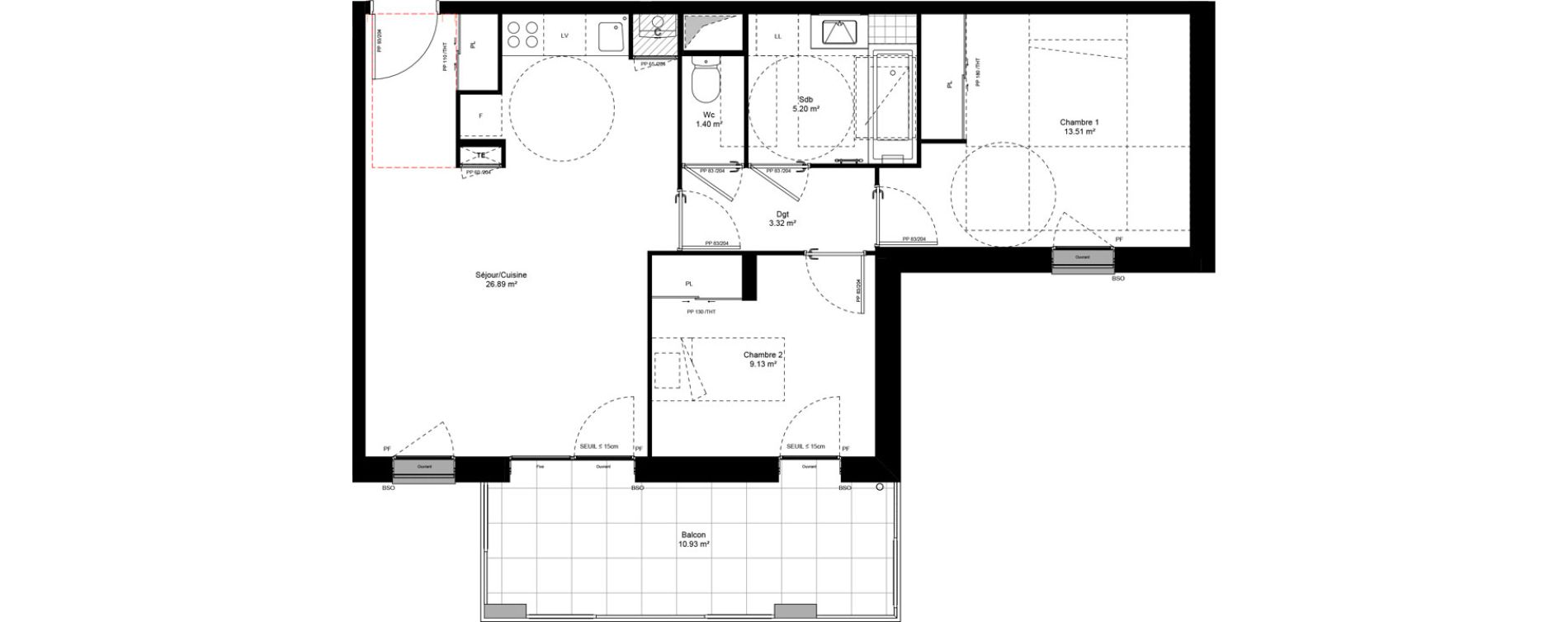 Appartement T3 de 59,46 m2 &agrave; Grigny Les arboras