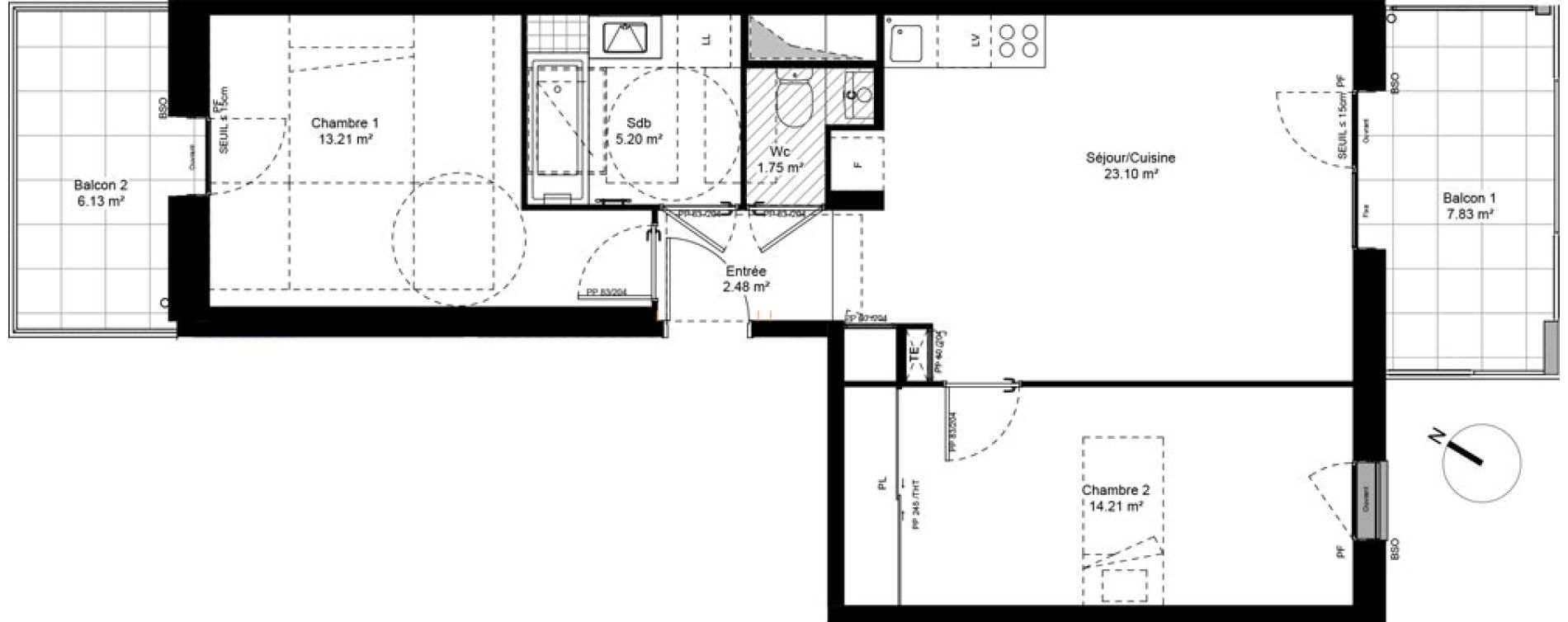Appartement T3 de 59,97 m2 &agrave; Grigny Les arboras