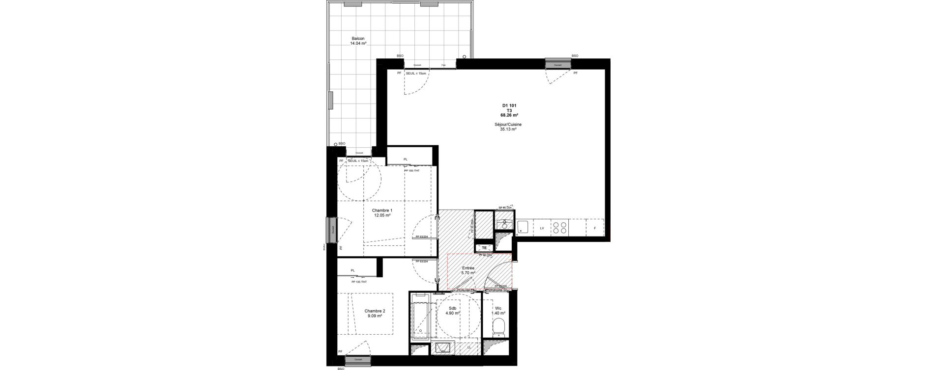 Appartement T3 de 68,26 m2 &agrave; Grigny Les arboras