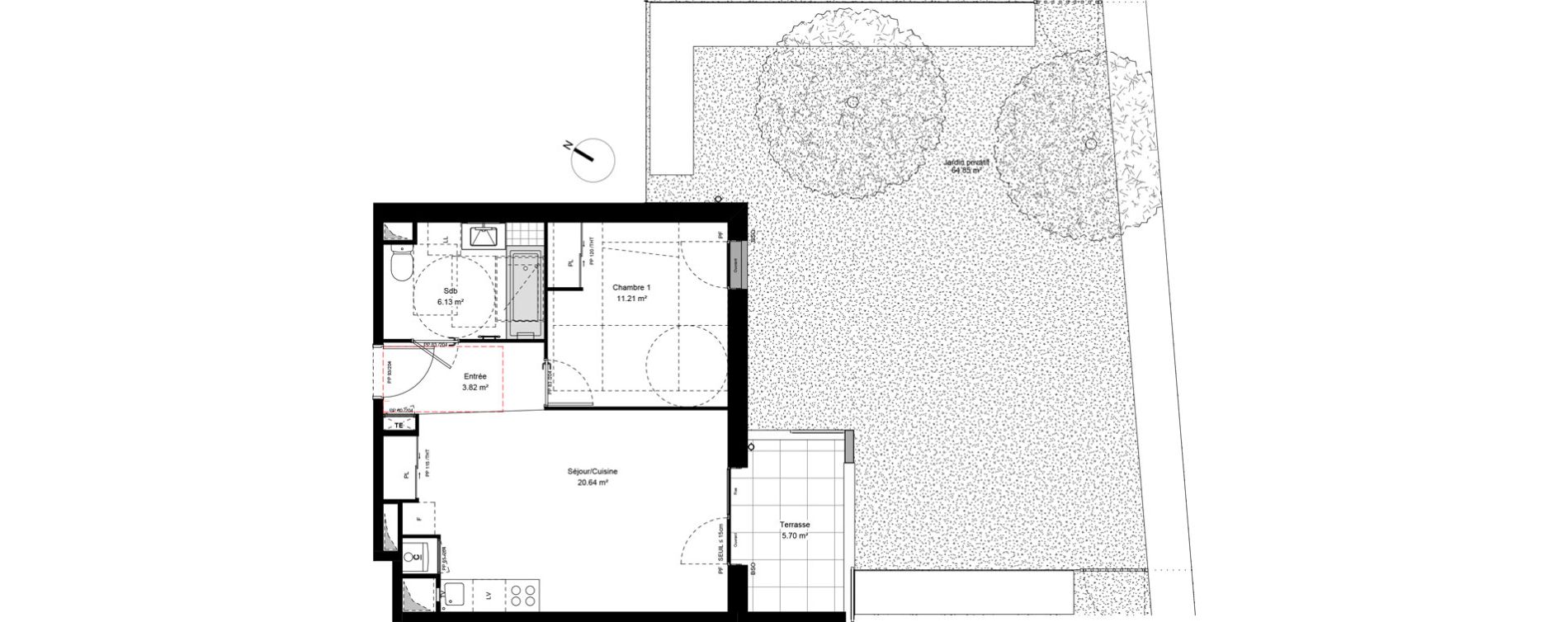 Appartement T2 de 41,68 m2 &agrave; Grigny Les arboras