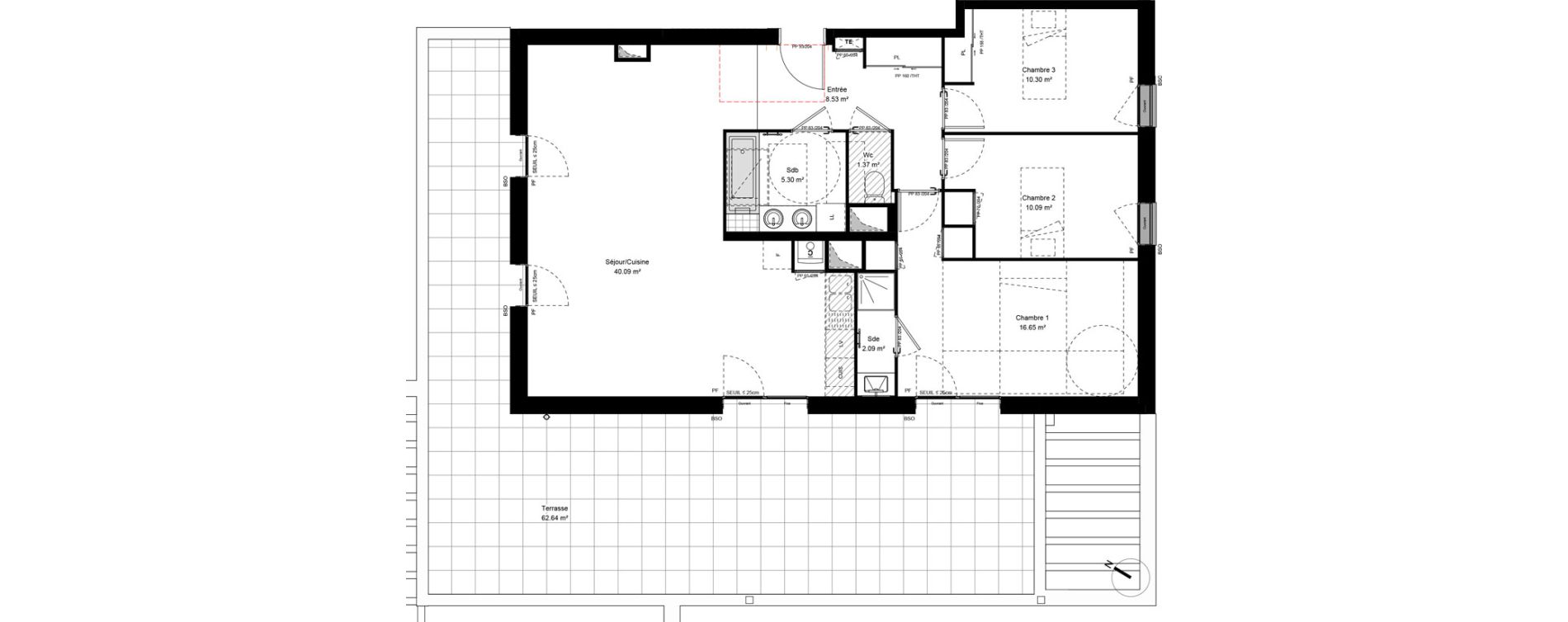 Appartement T4 de 94,43 m2 &agrave; Grigny Les arboras