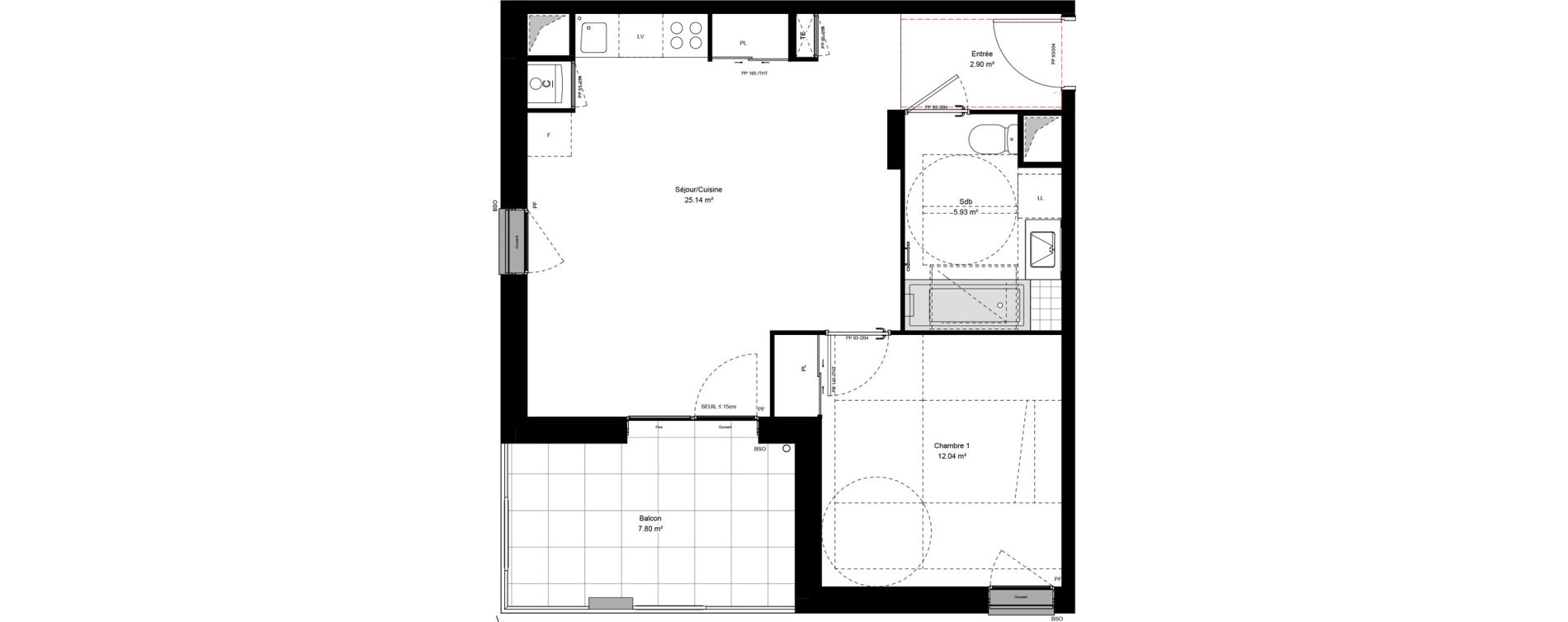Appartement T2 de 46,02 m2 &agrave; Grigny Les arboras