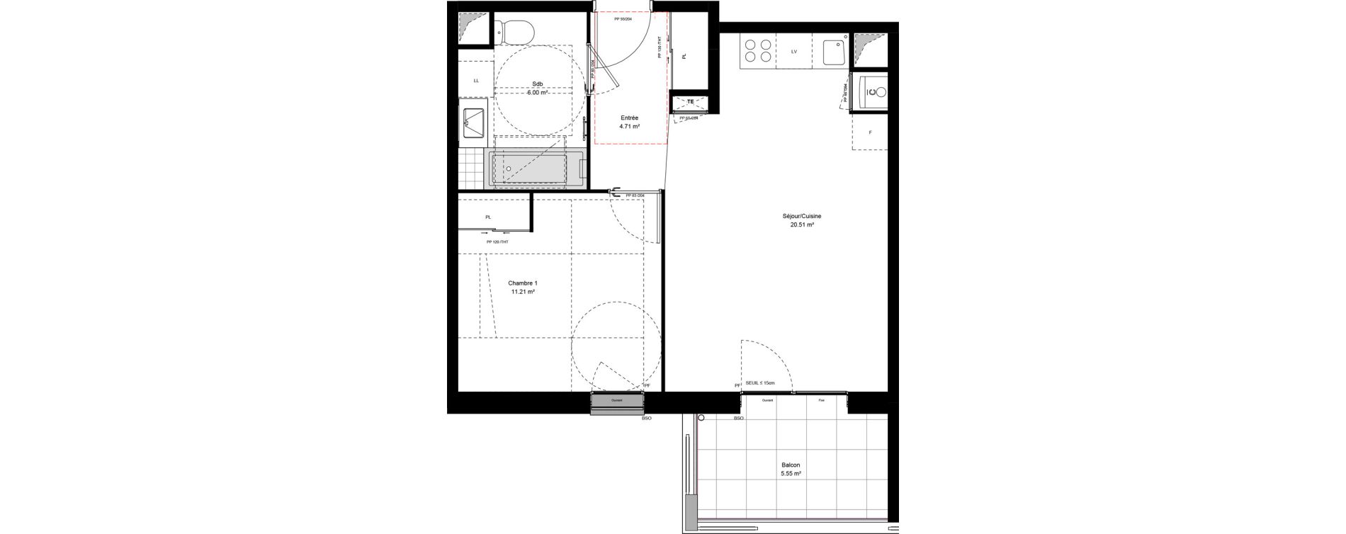 Appartement T2 de 42,43 m2 &agrave; Grigny Les arboras