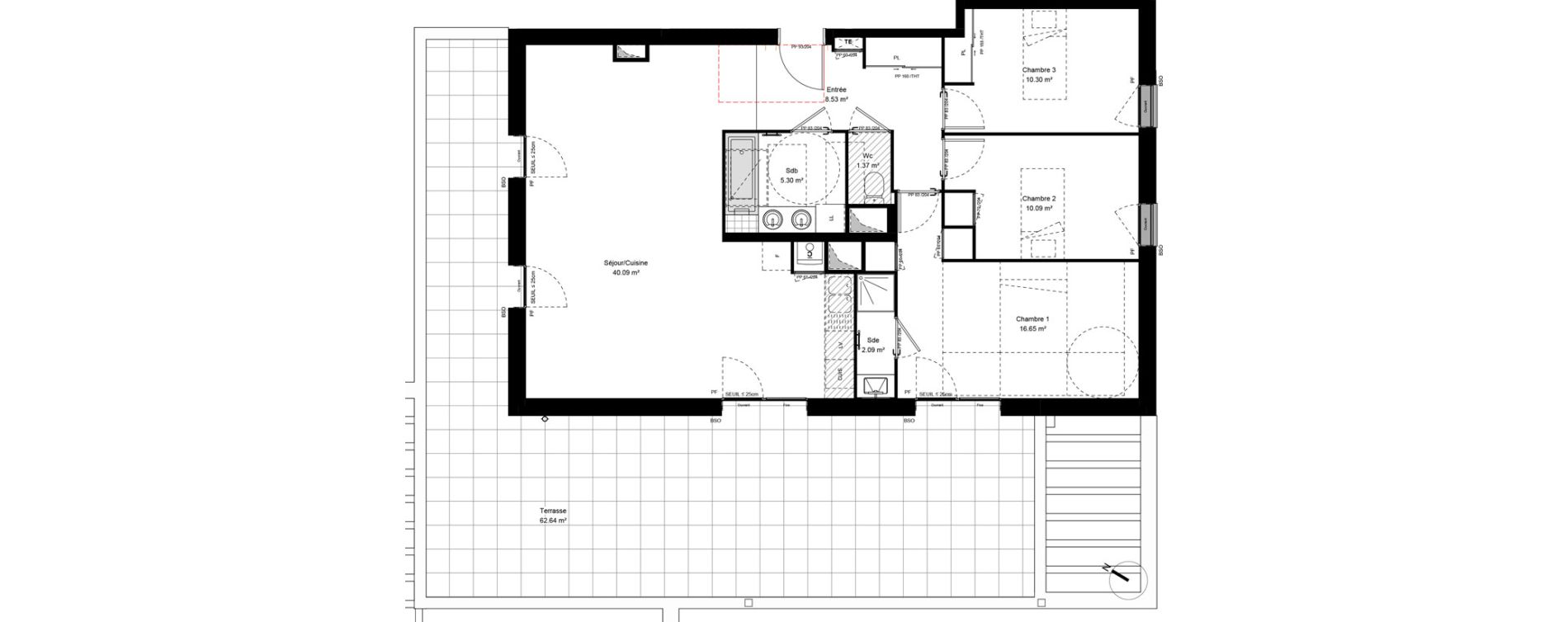 Appartement T4 de 94,43 m2 &agrave; Grigny Les arboras