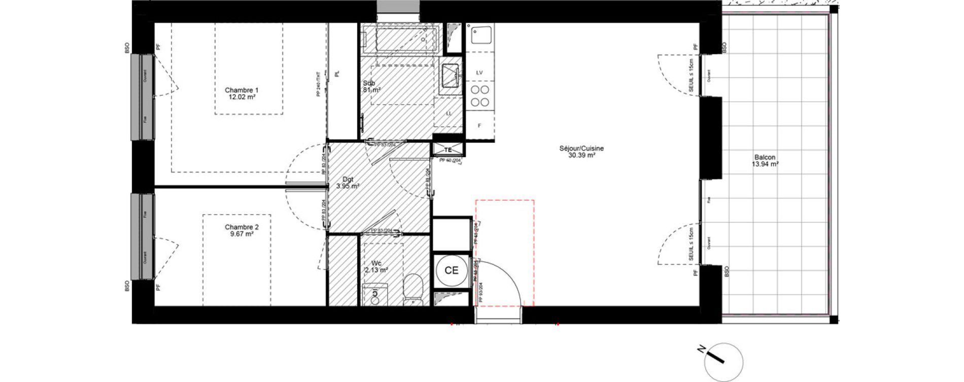 Appartement T3 de 62,96 m2 &agrave; Grigny Les arboras