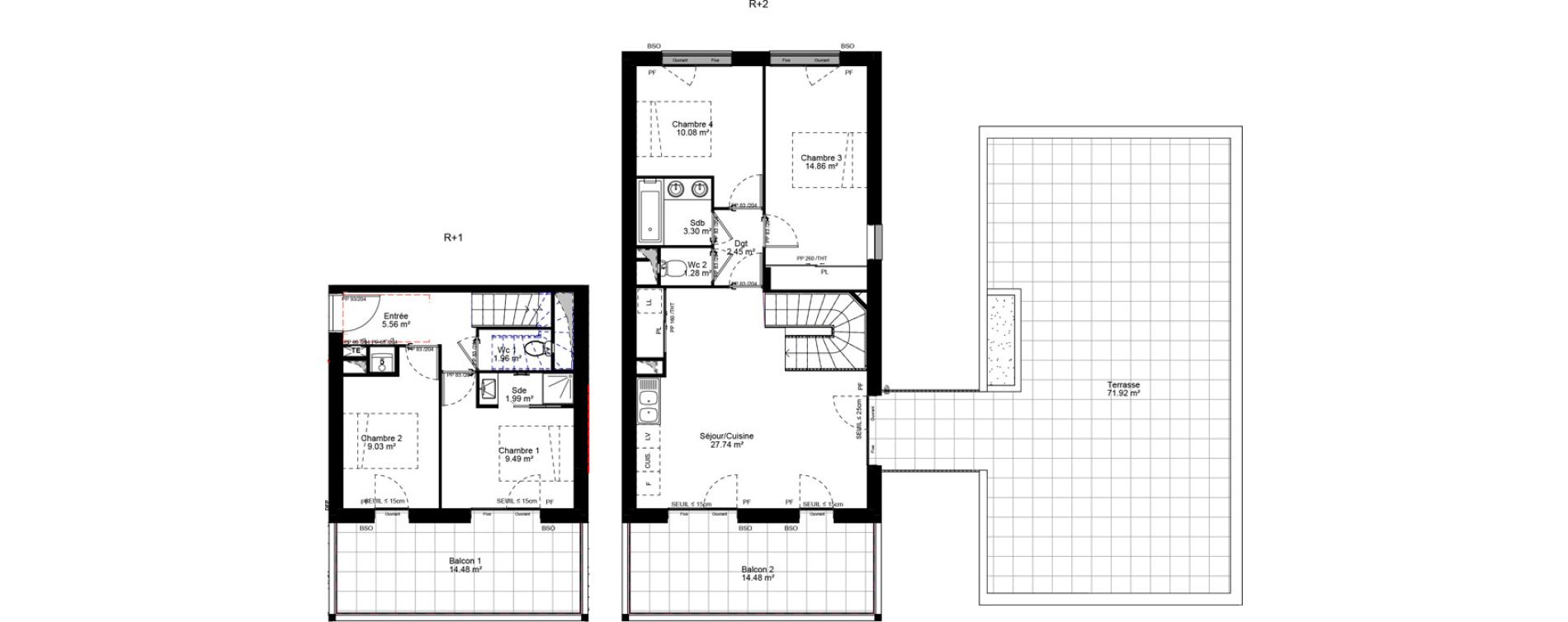 Appartement T5 de 87,74 m2 à Grigny Les arboras