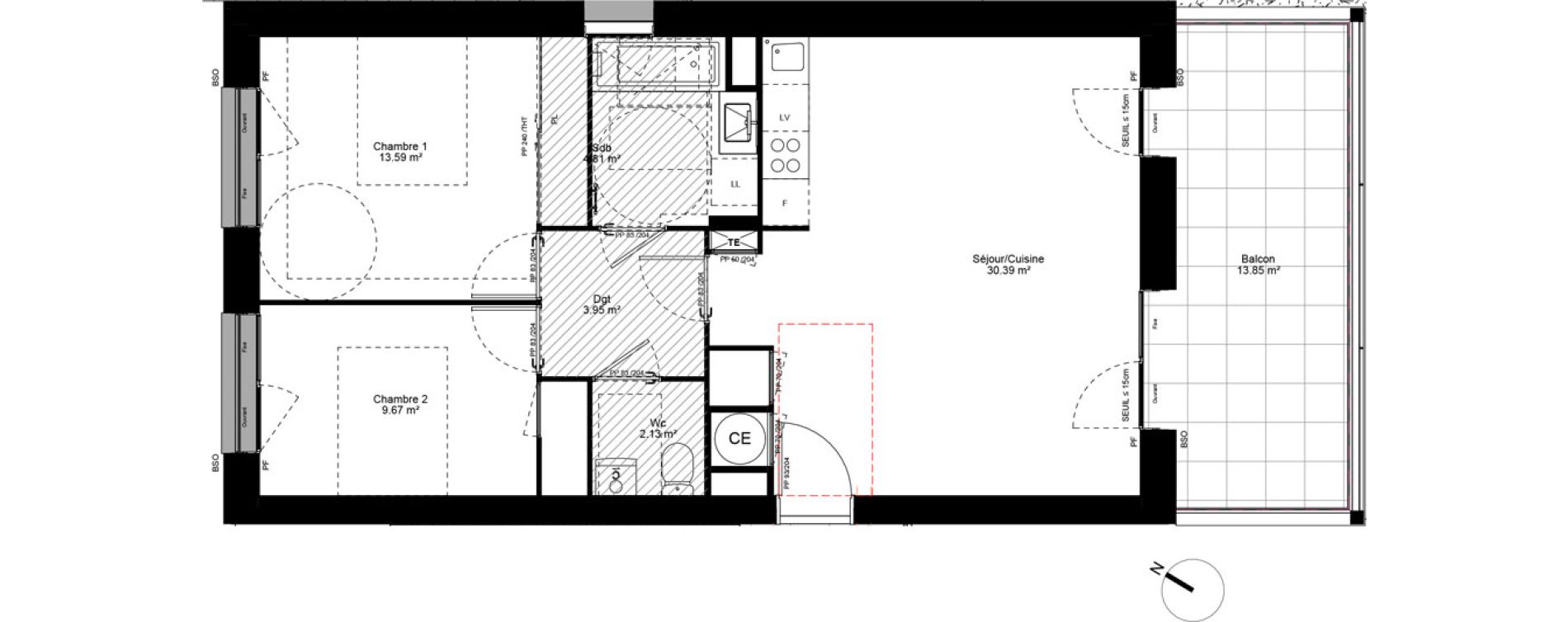 Appartement T3 de 64,54 m2 &agrave; Grigny Les arboras