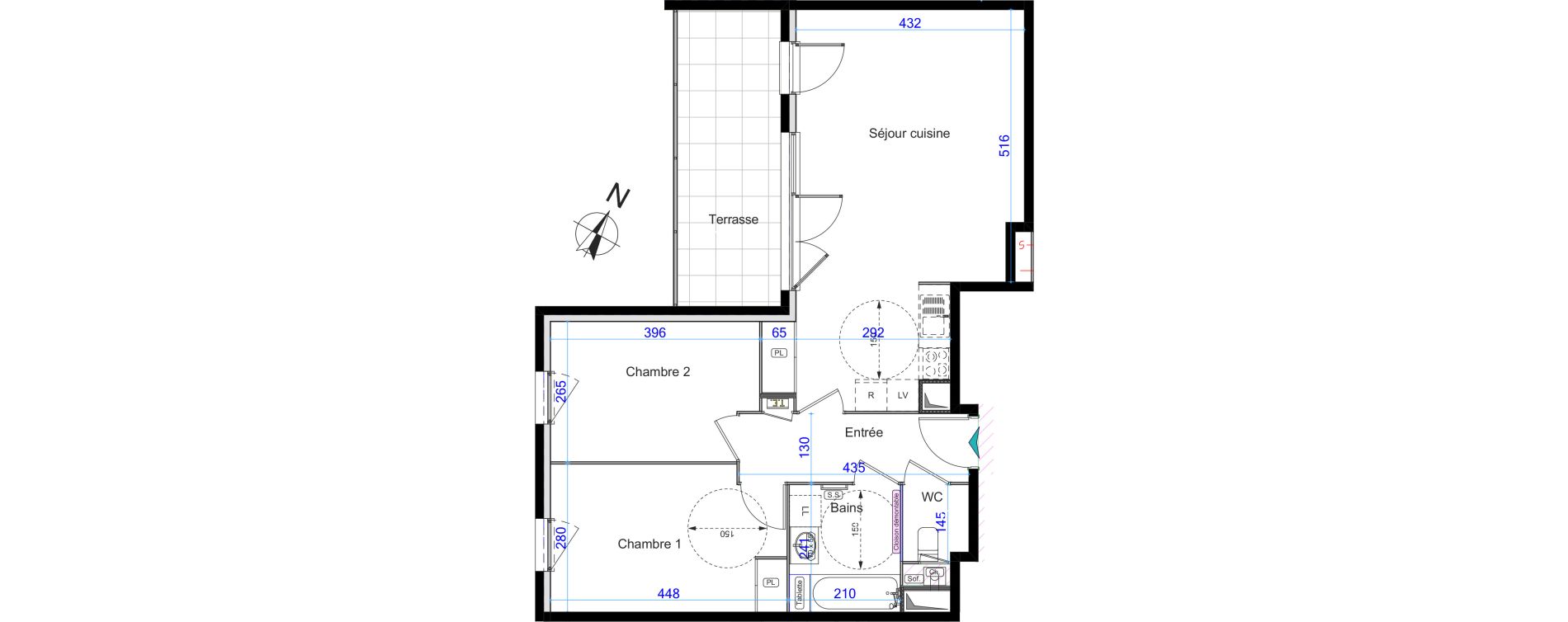 Appartement T3 de 64,99 m2 &agrave; Grigny Centre